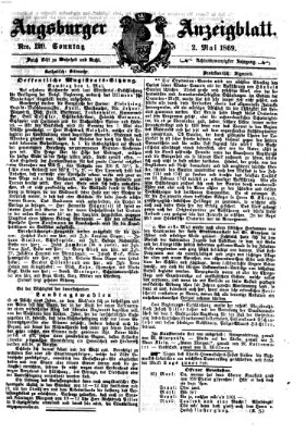 Augsburger Anzeigeblatt Sonntag 2. Mai 1869