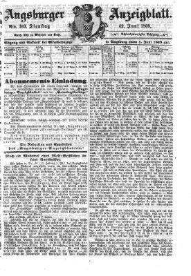 Augsburger Anzeigeblatt Dienstag 22. Juni 1869