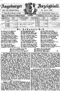 Augsburger Anzeigeblatt Donnerstag 24. Juni 1869