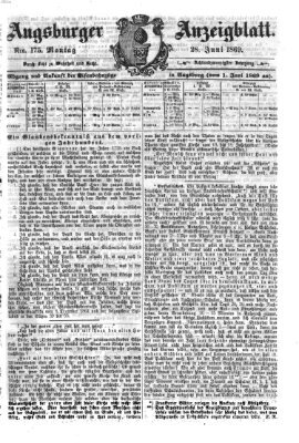 Augsburger Anzeigeblatt Montag 28. Juni 1869