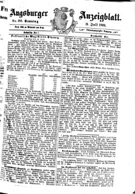 Augsburger Anzeigeblatt Sonntag 11. Juli 1869