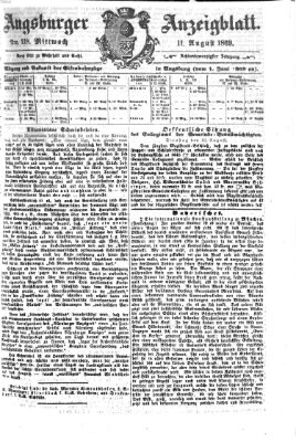 Augsburger Anzeigeblatt Mittwoch 11. August 1869