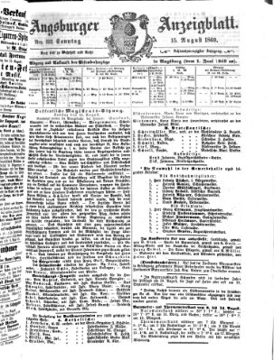 Augsburger Anzeigeblatt Sonntag 15. August 1869