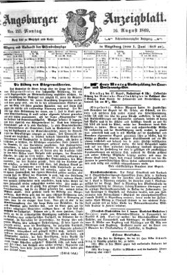 Augsburger Anzeigeblatt Montag 16. August 1869