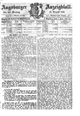 Augsburger Anzeigeblatt Montag 30. August 1869