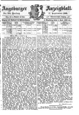 Augsburger Anzeigeblatt Freitag 17. September 1869