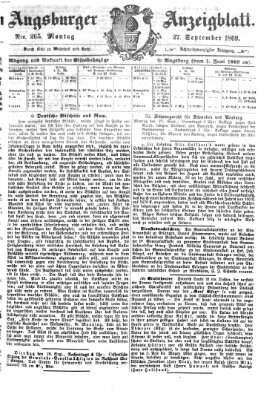 Augsburger Anzeigeblatt Montag 27. September 1869