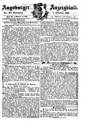 Augsburger Anzeigeblatt Sonntag 3. Oktober 1869