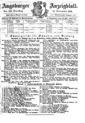 Augsburger Anzeigeblatt Dienstag 23. November 1869