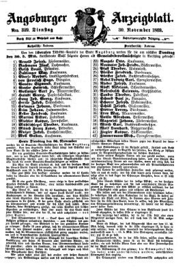 Augsburger Anzeigeblatt Dienstag 30. November 1869