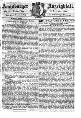 Augsburger Anzeigeblatt Donnerstag 2. Dezember 1869