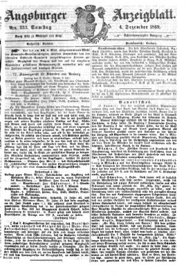 Augsburger Anzeigeblatt Samstag 4. Dezember 1869