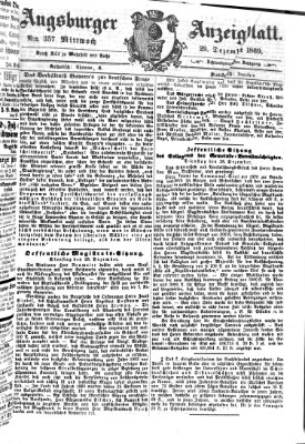 Augsburger Anzeigeblatt Mittwoch 29. Dezember 1869