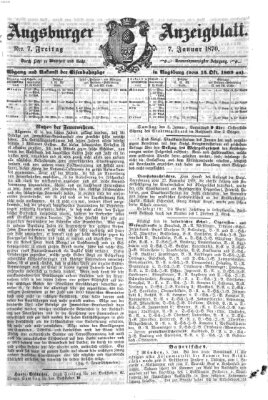 Augsburger Anzeigeblatt Freitag 7. Januar 1870