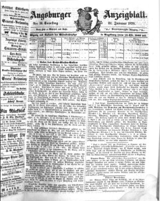 Augsburger Anzeigeblatt Samstag 22. Januar 1870