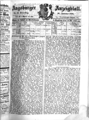 Augsburger Anzeigeblatt Dienstag 25. Januar 1870