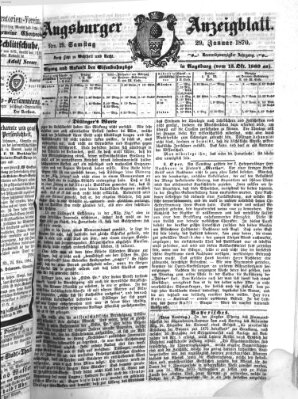 Augsburger Anzeigeblatt Samstag 29. Januar 1870