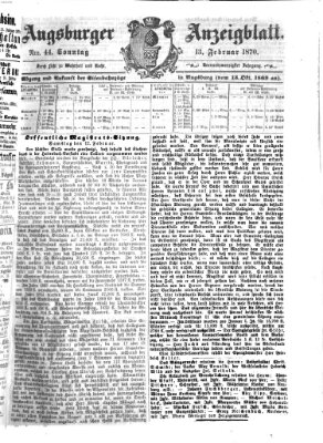 Augsburger Anzeigeblatt Sonntag 13. Februar 1870