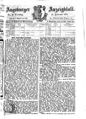 Augsburger Anzeigeblatt Dienstag 15. Februar 1870