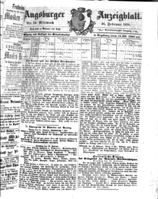 Augsburger Anzeigeblatt Mittwoch 23. Februar 1870