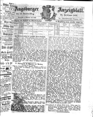 Augsburger Anzeigeblatt Donnerstag 24. Februar 1870