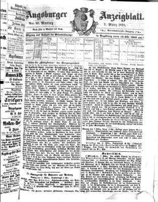 Augsburger Anzeigeblatt Montag 7. März 1870