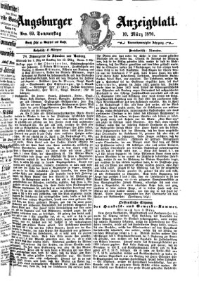 Augsburger Anzeigeblatt Donnerstag 10. März 1870