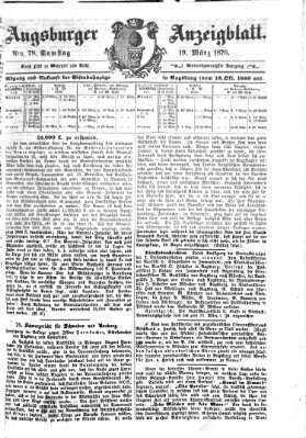 Augsburger Anzeigeblatt Samstag 19. März 1870