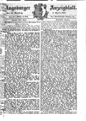 Augsburger Anzeigeblatt Samstag 2. April 1870