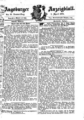 Augsburger Anzeigeblatt Donnerstag 7. April 1870