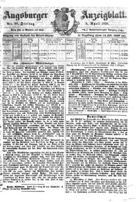 Augsburger Anzeigeblatt Freitag 8. April 1870