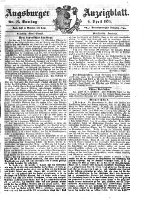 Augsburger Anzeigeblatt Samstag 9. April 1870