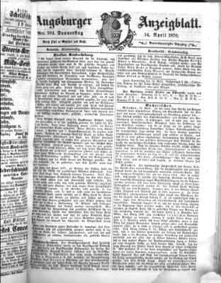 Augsburger Anzeigeblatt Donnerstag 14. April 1870
