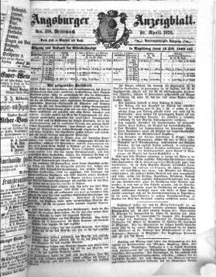 Augsburger Anzeigeblatt Mittwoch 20. April 1870