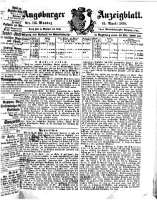 Augsburger Anzeigeblatt Montag 25. April 1870