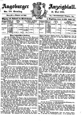 Augsburger Anzeigeblatt Samstag 21. Mai 1870