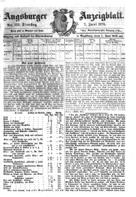 Augsburger Anzeigeblatt Dienstag 7. Juni 1870