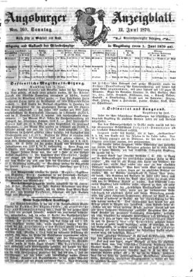 Augsburger Anzeigeblatt Sonntag 12. Juni 1870