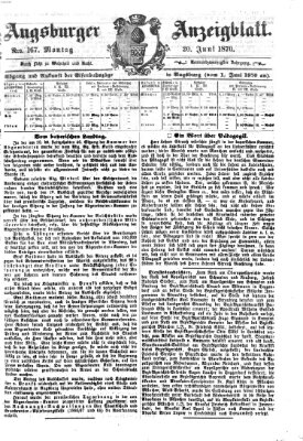 Augsburger Anzeigeblatt Montag 20. Juni 1870