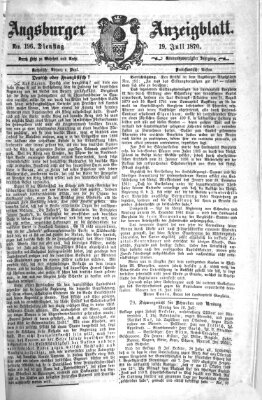 Augsburger Anzeigeblatt Dienstag 19. Juli 1870