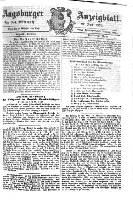 Augsburger Anzeigeblatt Mittwoch 27. Juli 1870