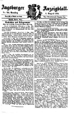 Augsburger Anzeigeblatt Samstag 6. August 1870