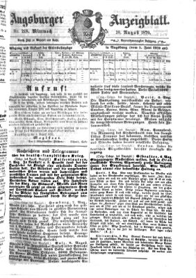 Augsburger Anzeigeblatt Mittwoch 10. August 1870