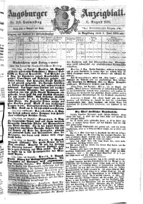 Augsburger Anzeigeblatt Donnerstag 11. August 1870