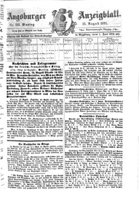 Augsburger Anzeigeblatt Montag 15. August 1870