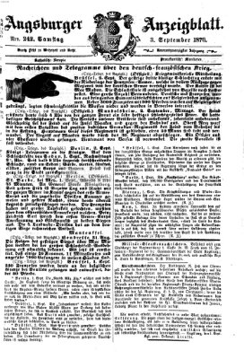 Augsburger Anzeigeblatt Samstag 3. September 1870