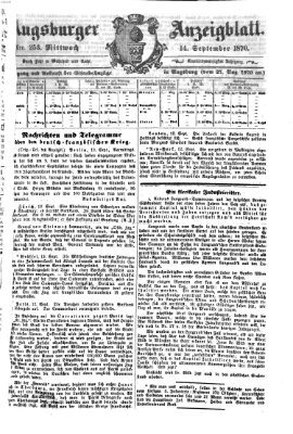 Augsburger Anzeigeblatt Mittwoch 14. September 1870