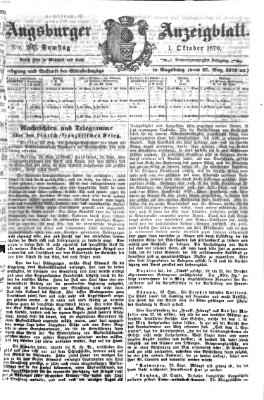 Augsburger Anzeigeblatt Samstag 1. Oktober 1870