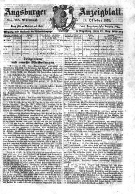 Augsburger Anzeigeblatt Mittwoch 19. Oktober 1870