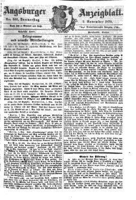 Augsburger Anzeigeblatt Donnerstag 3. November 1870